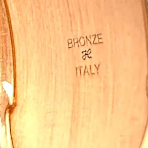 Pink Quartz Cuff Bronze Italy Bracelet Signed - Picture 6 of 8